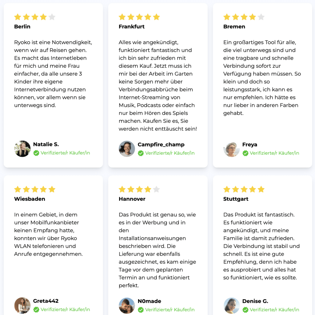 Bewertungen & Erfahrungen für Ryoko Wlan